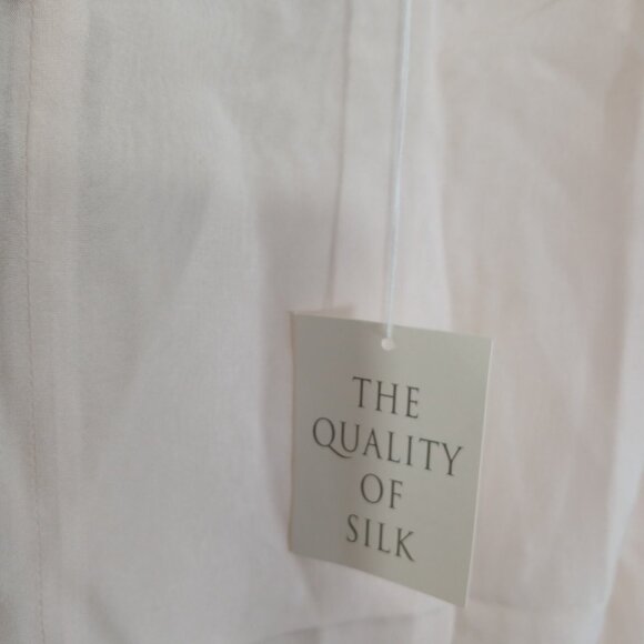 Moda International L Silk Blouse Light Ivory V-Neck Flutter Sleeve Dressy Look - Picture 5 of 9